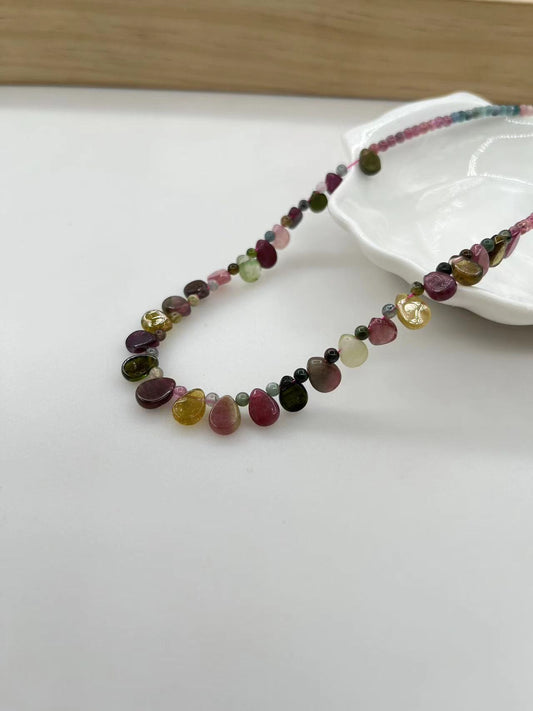 ------DIY pink Tourmaline princess and cube beads