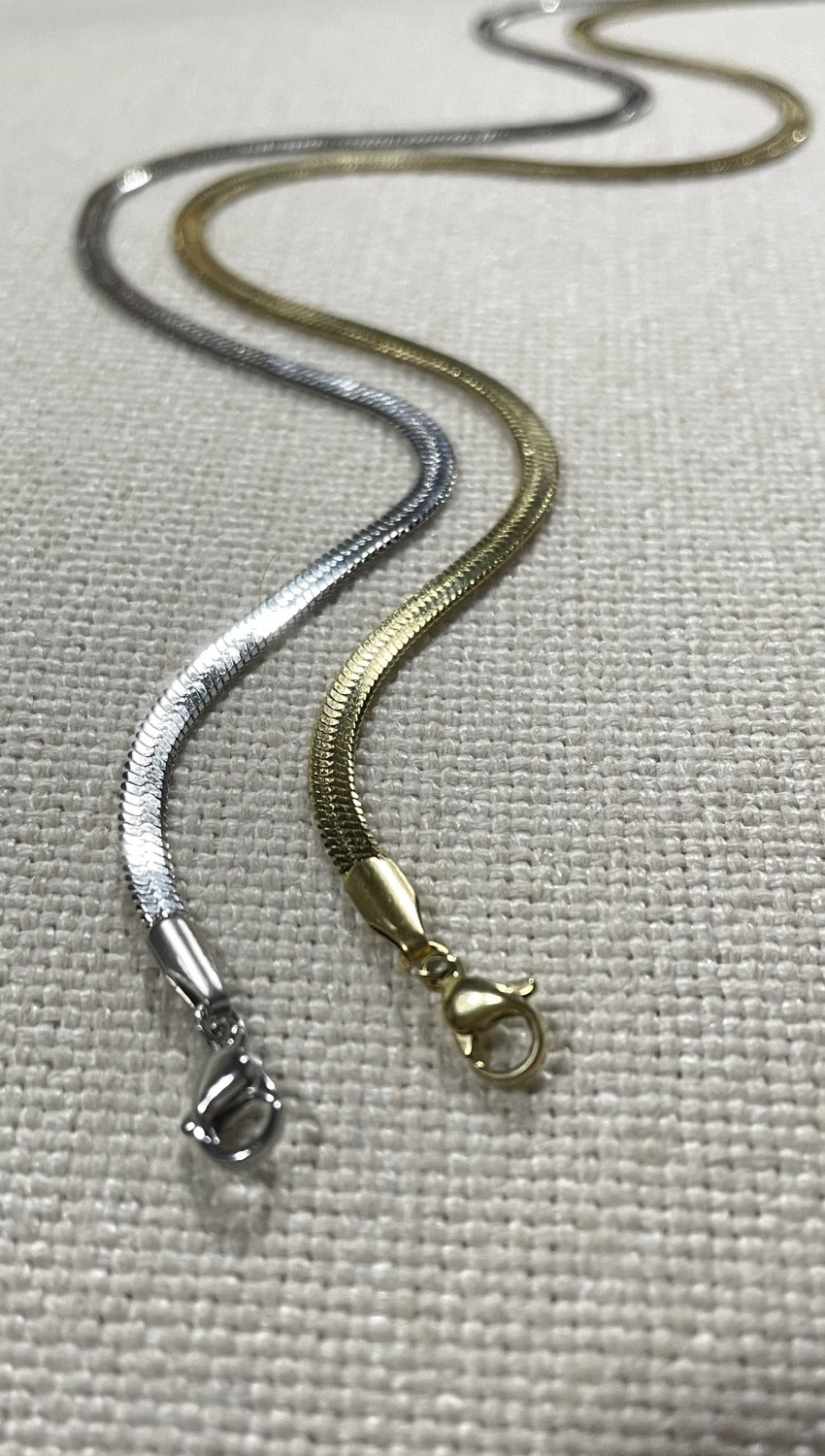 Trendy 14k Gold Plated Stainless Steel Necklace flat Snake Chain Clavicle Blade Necklace 2021 Jewelry for Women Gifts