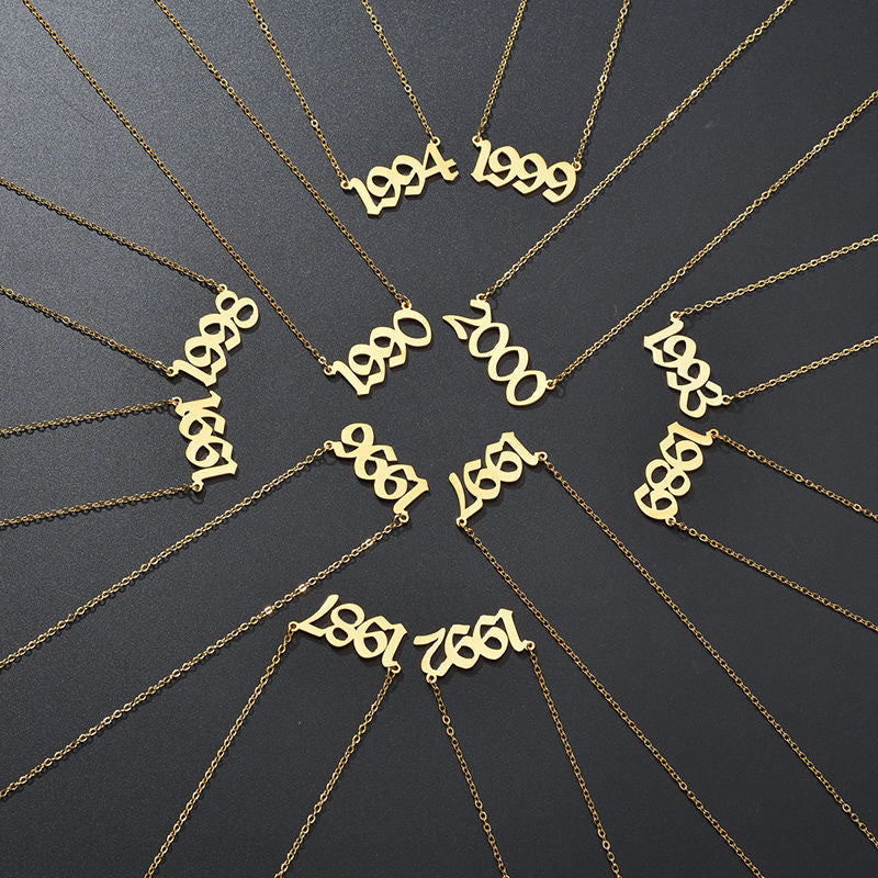 Old English Birthdate Necklace