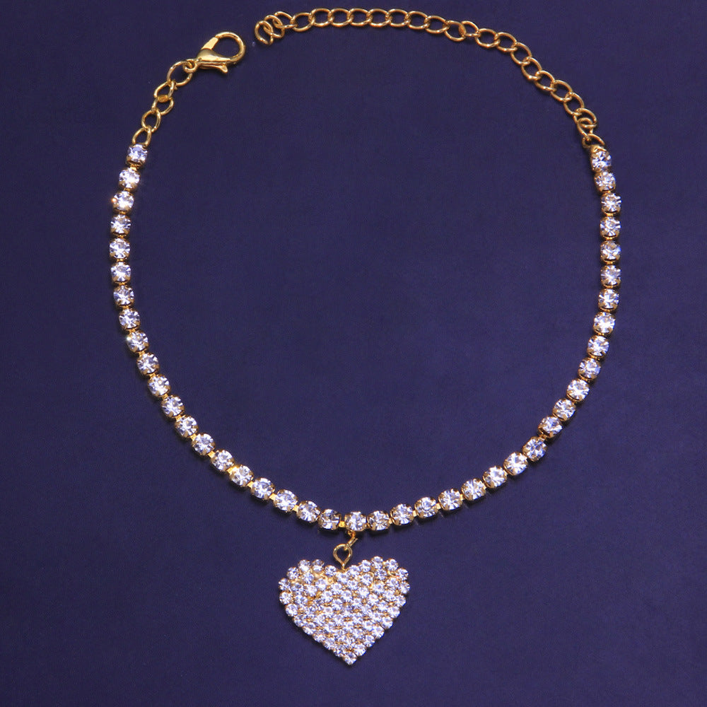 crystal heart anklet