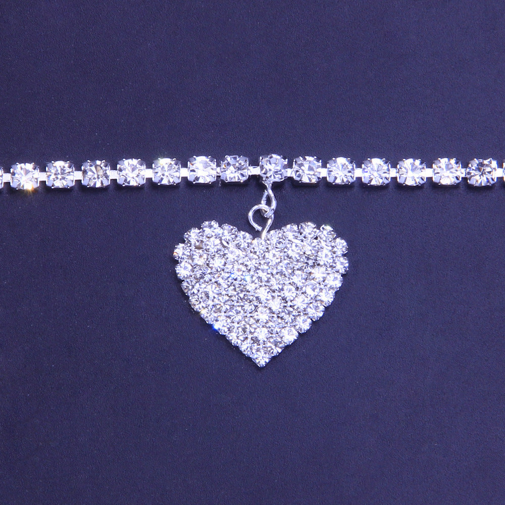 crystal heart anklet