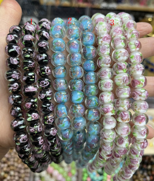 10mm Murano rose flower loose beads