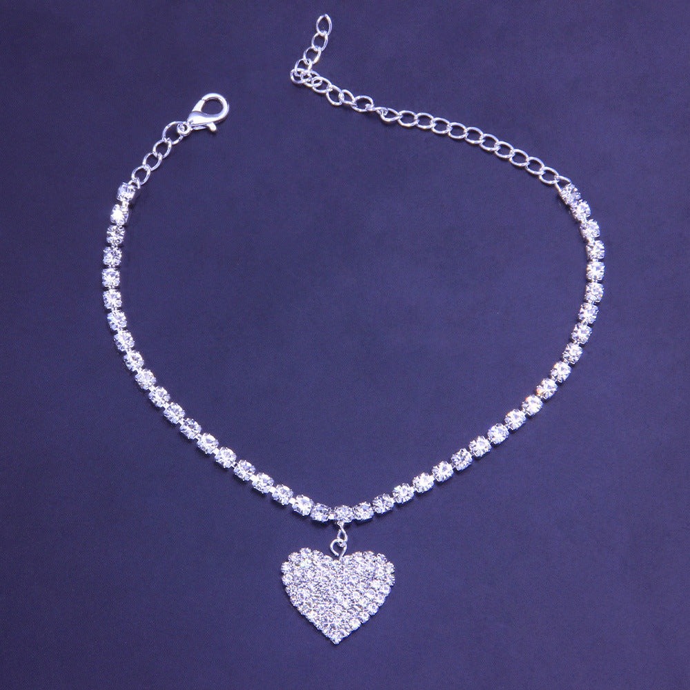 crystal heart anklet