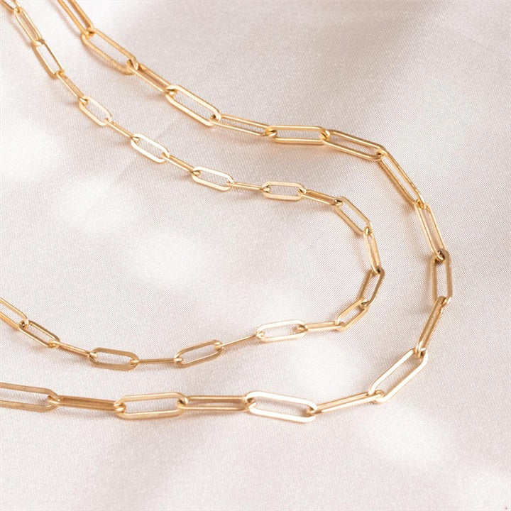 Stainless Steel Paper Clip Link Chain Necklace 14K Gold Plated Punk Chains Choker Necklace For Women