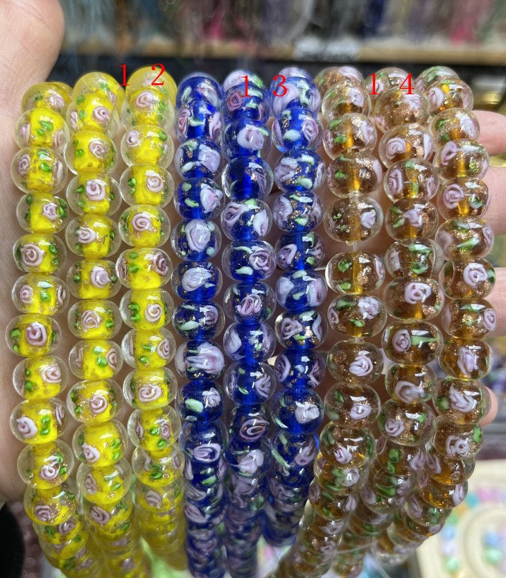 10mm Murano rose flower loose beads