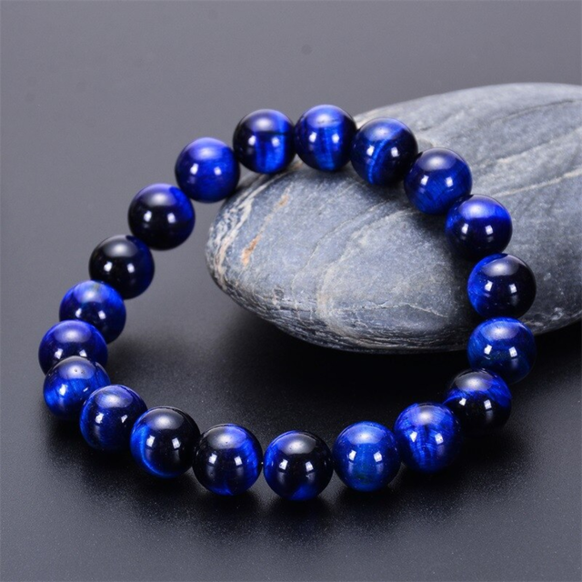 Blue Tigers Eye Bracelet for Stress Relief & Wealth Attraction