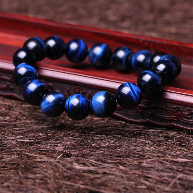 Blue Tigers Eye Bracelet for Stress Relief & Wealth Attraction