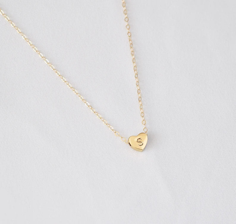 Tiny Initial Heart Necklace