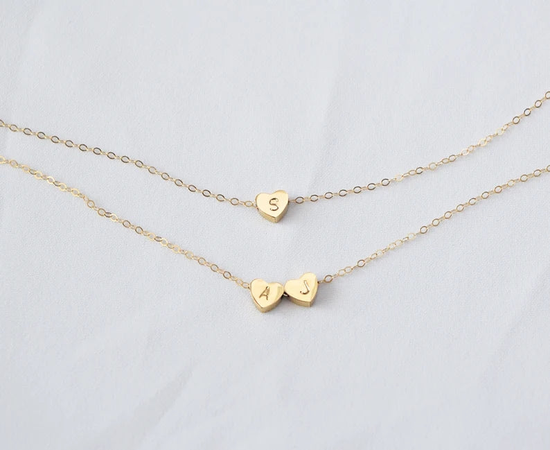 Tiny Initial Heart Necklace