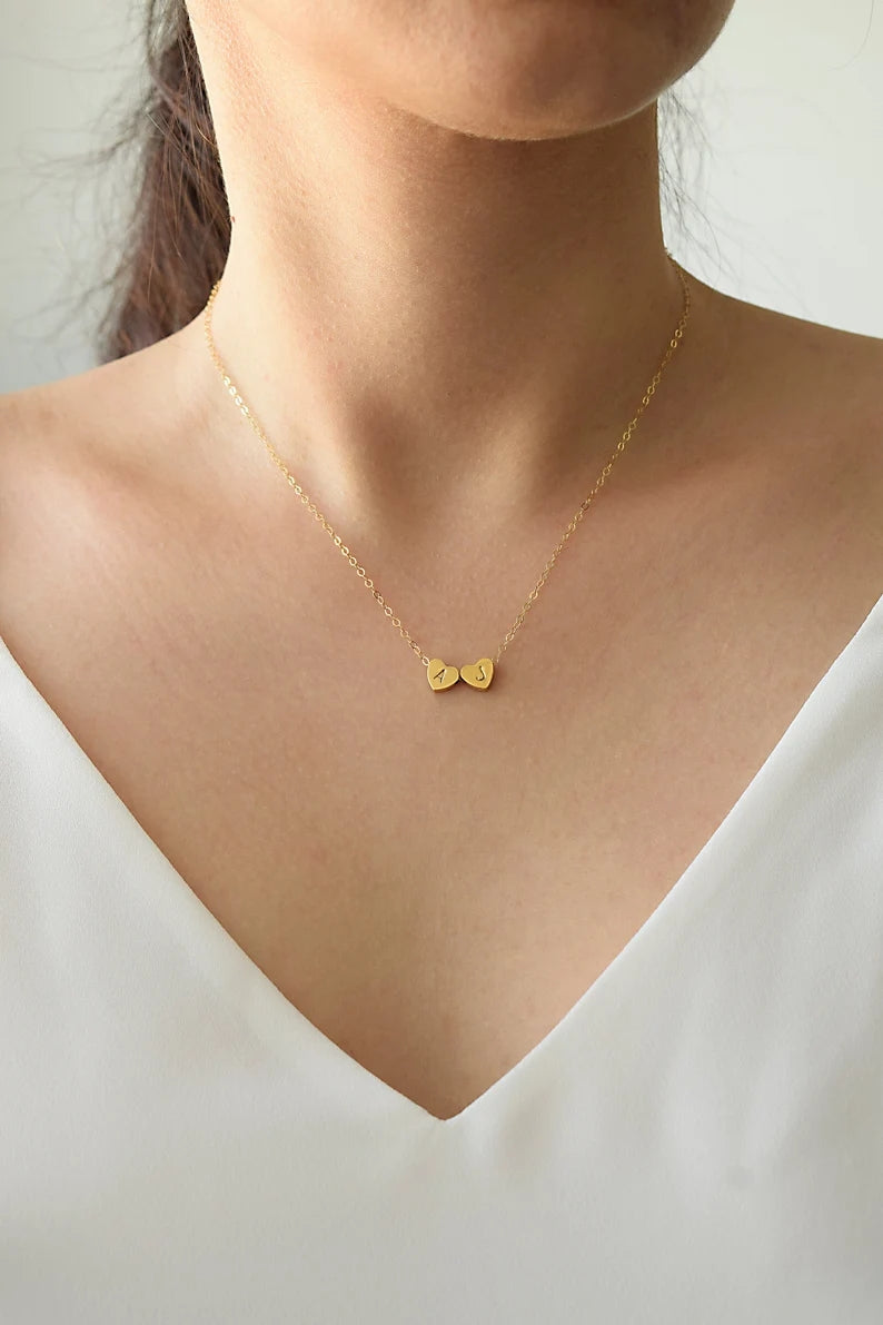 Tiny Initial Heart Necklace