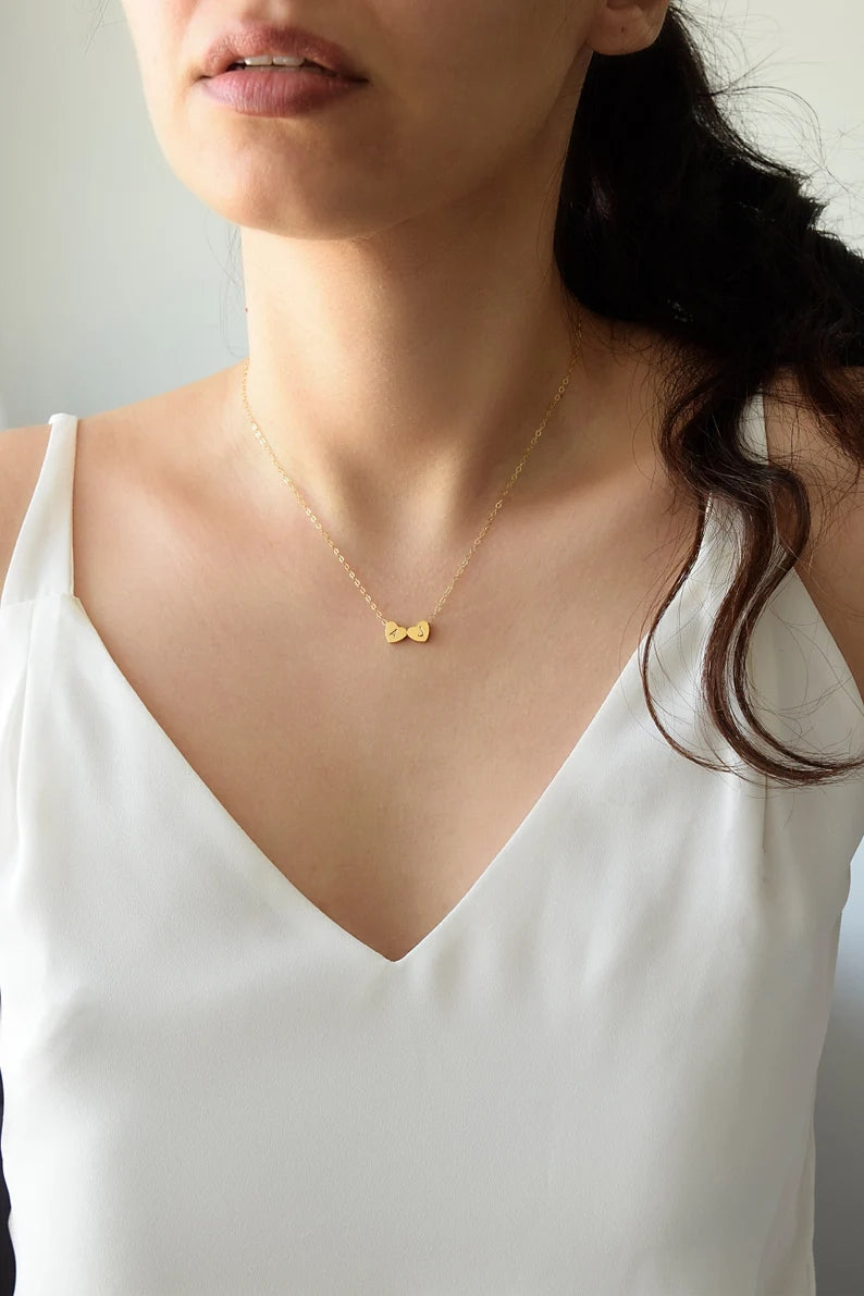 Tiny Initial Heart Necklace