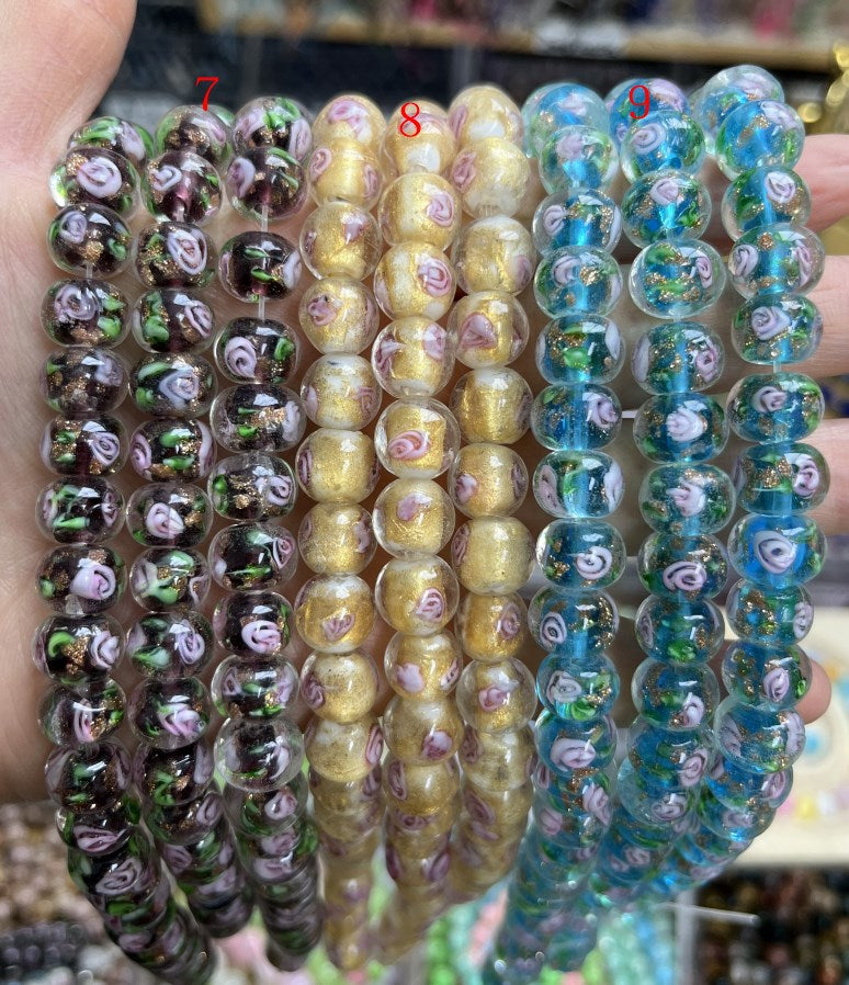 10mm Murano rose flower loose beads