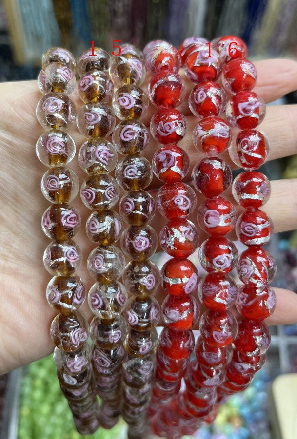 10mm Murano rose flower loose beads