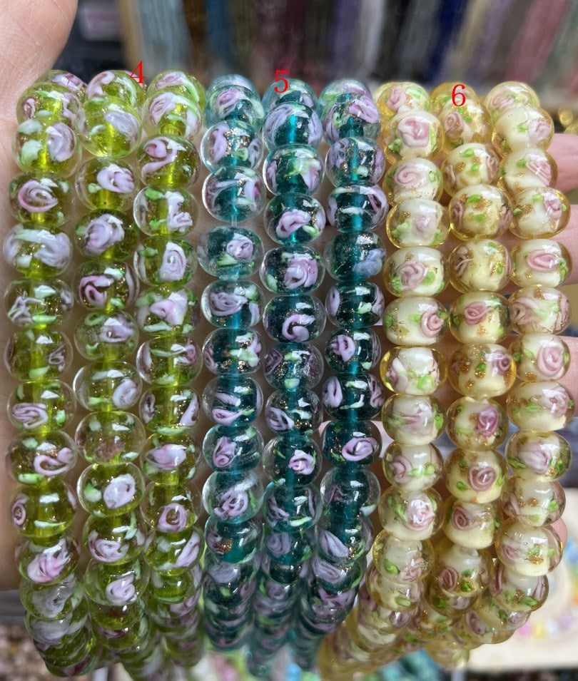 10mm Murano rose flower loose beads