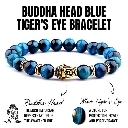 1pcs Buddha Head Blue Tiger's Eye Bracelet