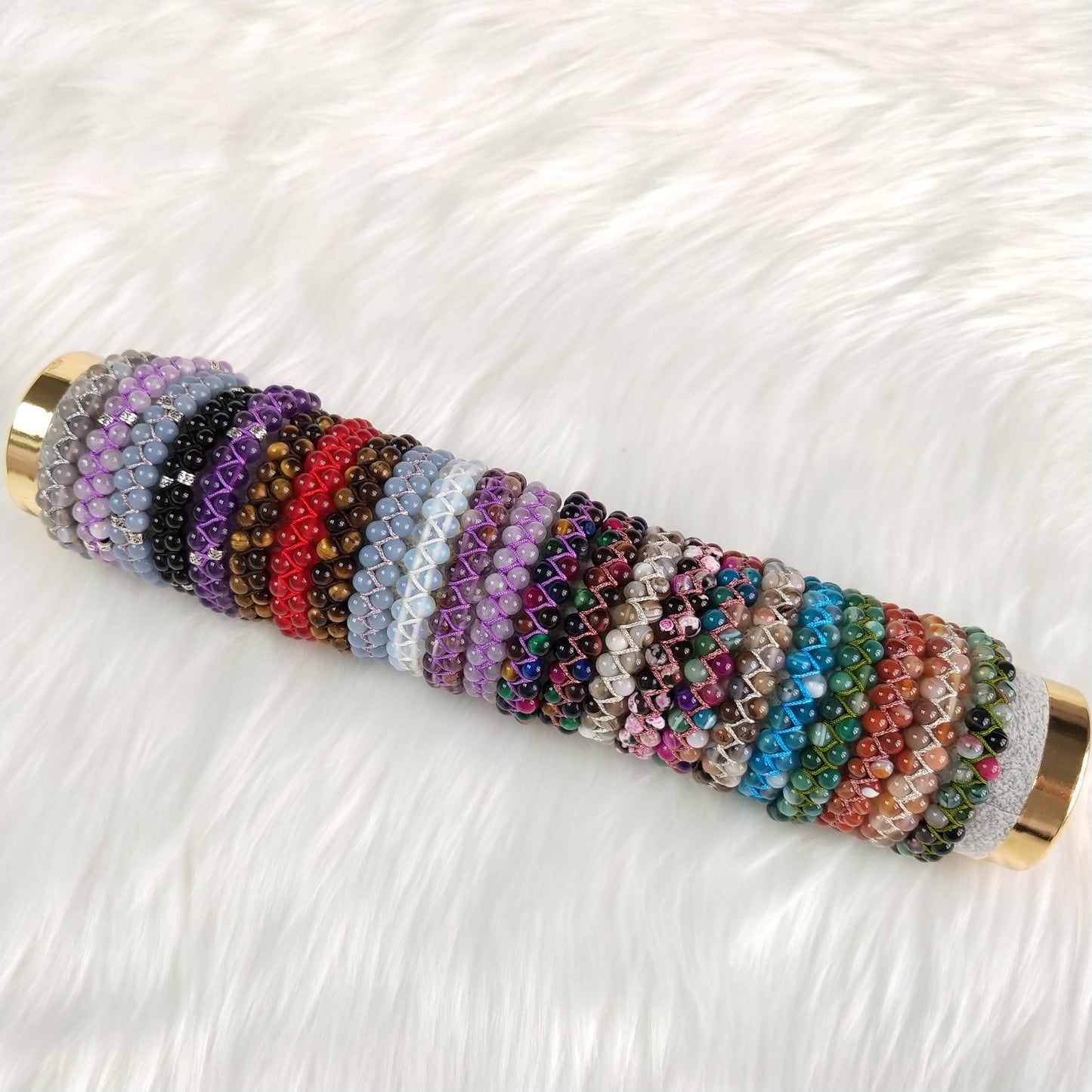1pcs double row fengshui lucky gemstone bracelet