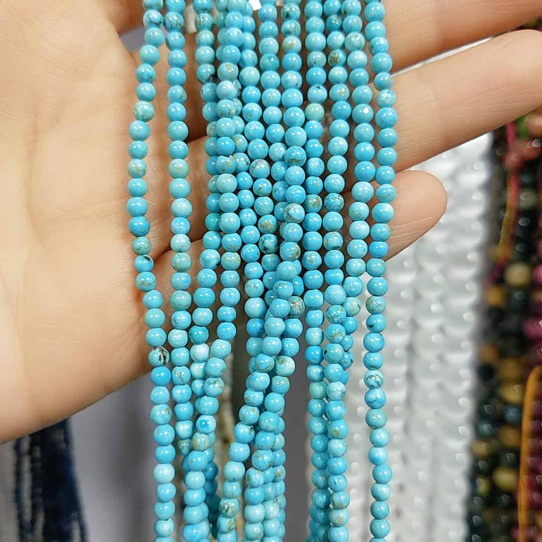 ----3mm round natural crystal beads
