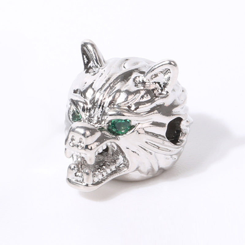 ----5pcs DIY copper+ zircon wolf head bracelet accessory