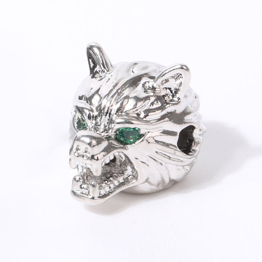 ----5pcs DIY copper+ zircon wolf head bracelet accessory