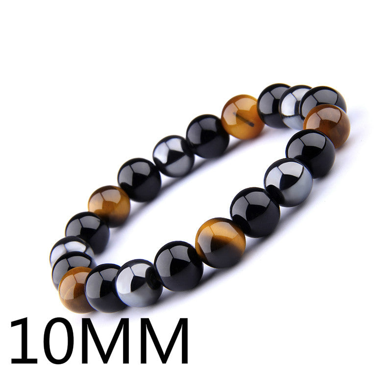 1pcs Trible Protection Bracelet Hematite Black Obsidian Tiger Eye Stone