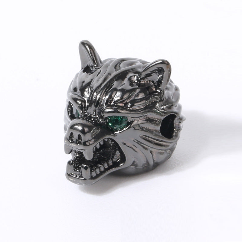 ----5pcs DIY copper+ zircon wolf head bracelet accessory