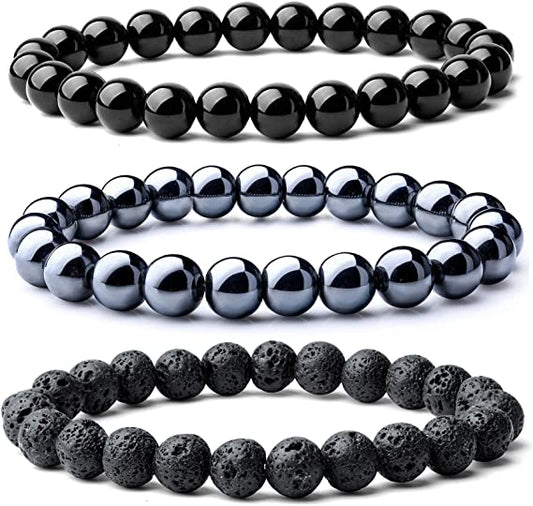 Stone Semi-Precious Gemstones Beaded Bracelets 10pcs 8mm 18cm