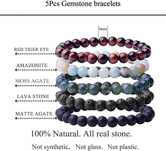 Natural 8mm Gorgeous Semi-Precious Gemstones Bracelet