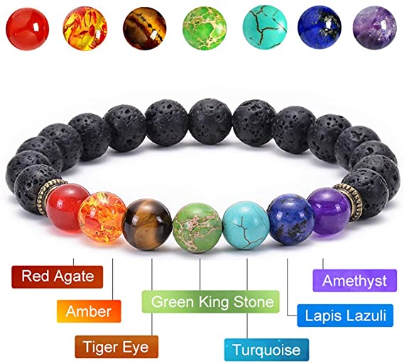 Black Lava Stone 7 Chakra Bracelets