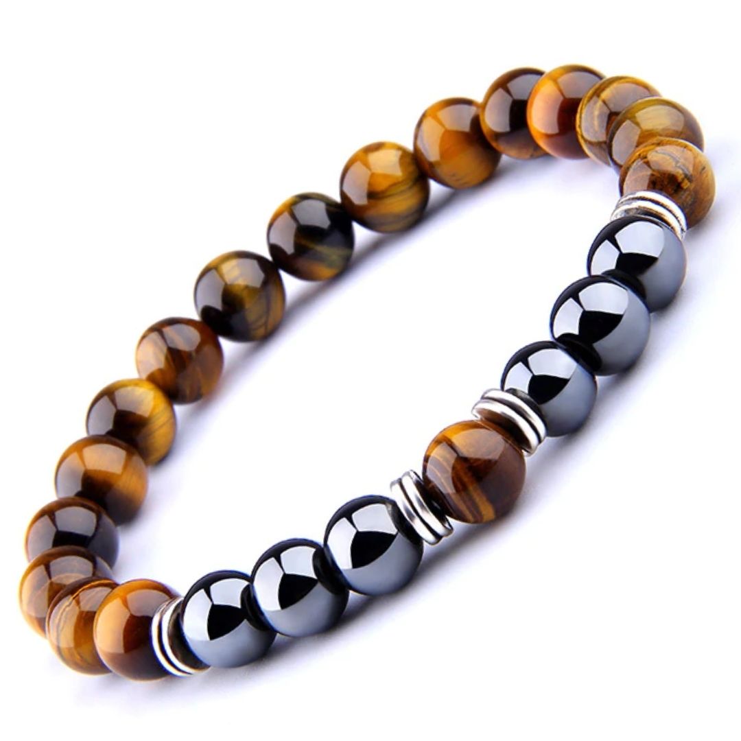 1pcs determination, drive and motivation tiger eye and hematite bracelet