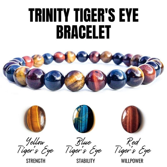 1pcs trinity tiger eye bracelet ignite the fire within you and dissipate anything