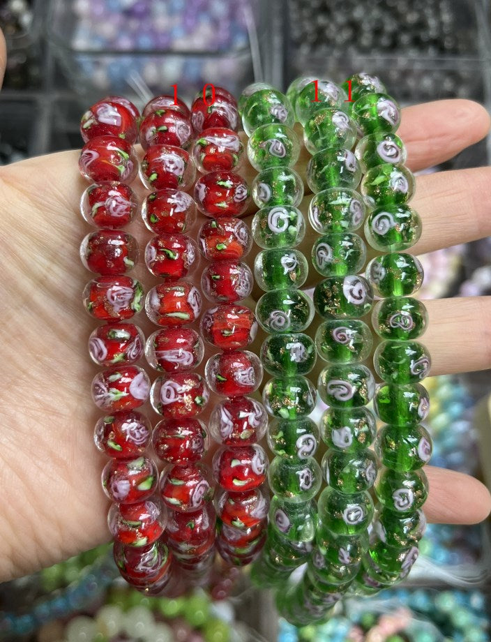 10mm Murano rose flower loose beads