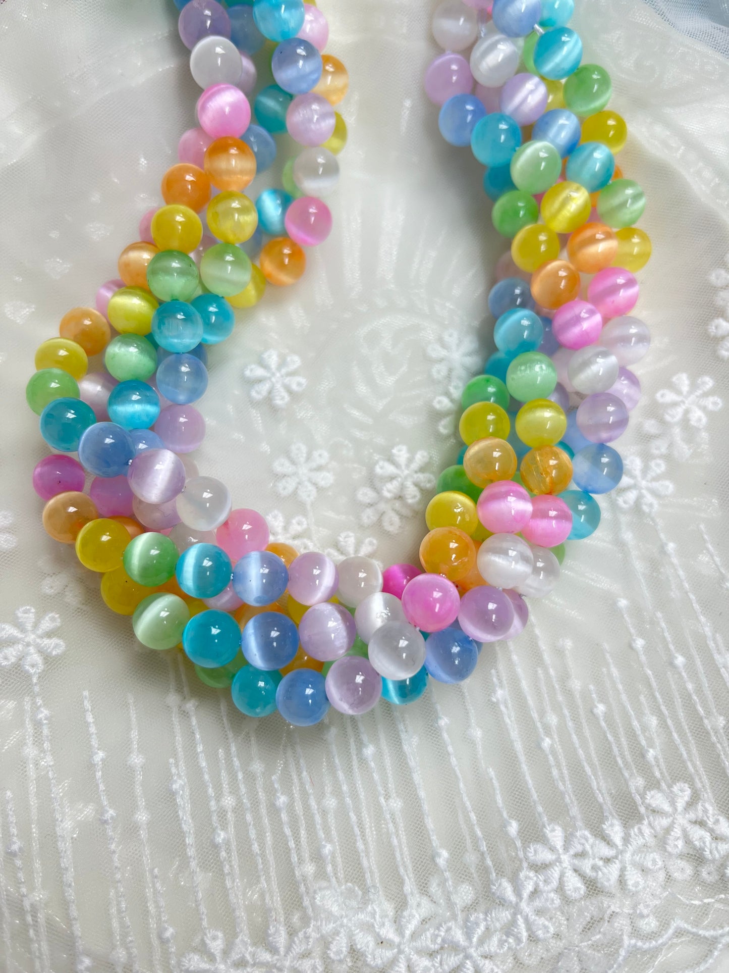 Natural Stone Round Loose Beads colorful selenite Stone