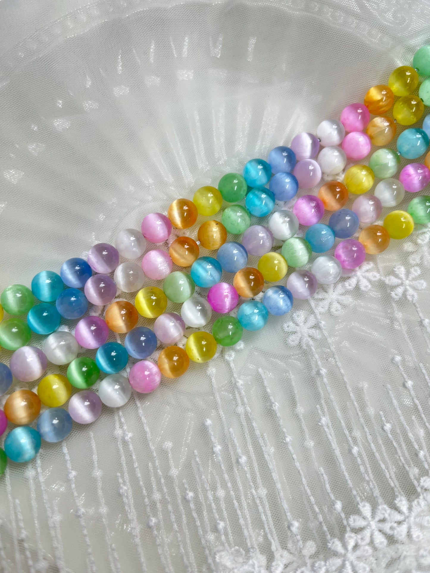 Natural Stone Round Loose Beads colorful selenite Stone