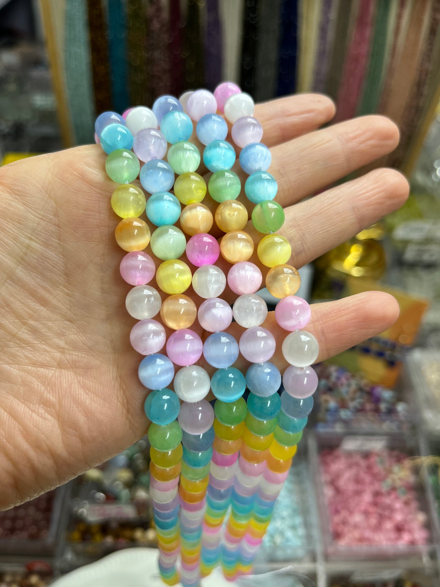 Natural Stone Round Loose Beads colorful selenite Stone