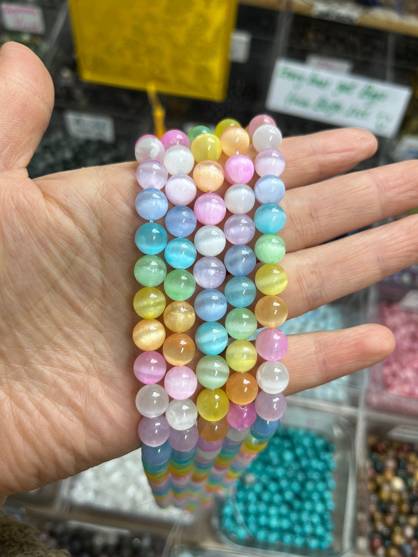 Natural Stone Round Loose Beads colorful selenite Stone