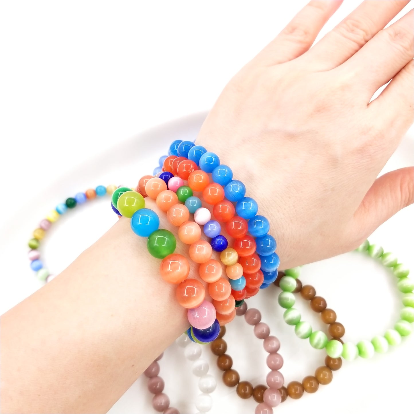 8mm 18cm bracelet cat eye bracelet new,more colors could choose