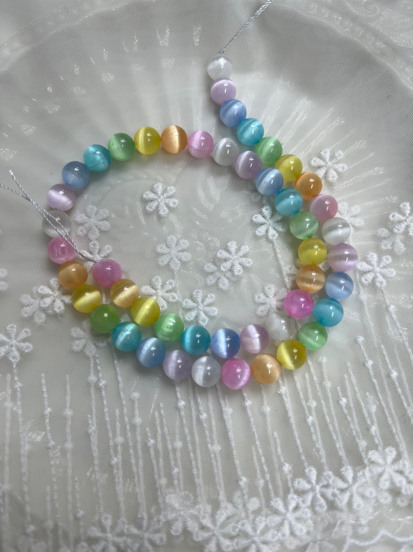 Natural Stone Round Loose Beads colorful selenite Stone