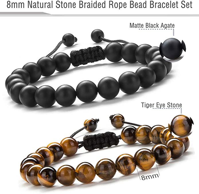 Men Women Gifts Bracelet Braided Rope Natural Tiger Eye Stone Yoga Bracelet Bangle