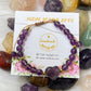----- 6mm Natural Amethyst Rose Quartz Heart Bead Braided Bracelet