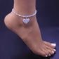 crystal heart anklet
