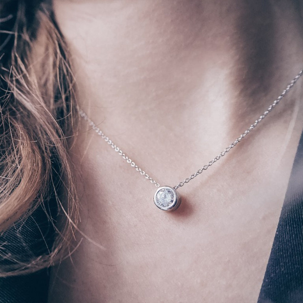 Classic Stainless Steel Birthstone Necklace Choker Women Jewelry