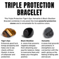 1pcs Trible Protection Bracelet Hematite Black Obsidian Tiger Eye Stone
