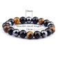 1pcs Trible Protection Bracelet Hematite Black Obsidian Tiger Eye Stone