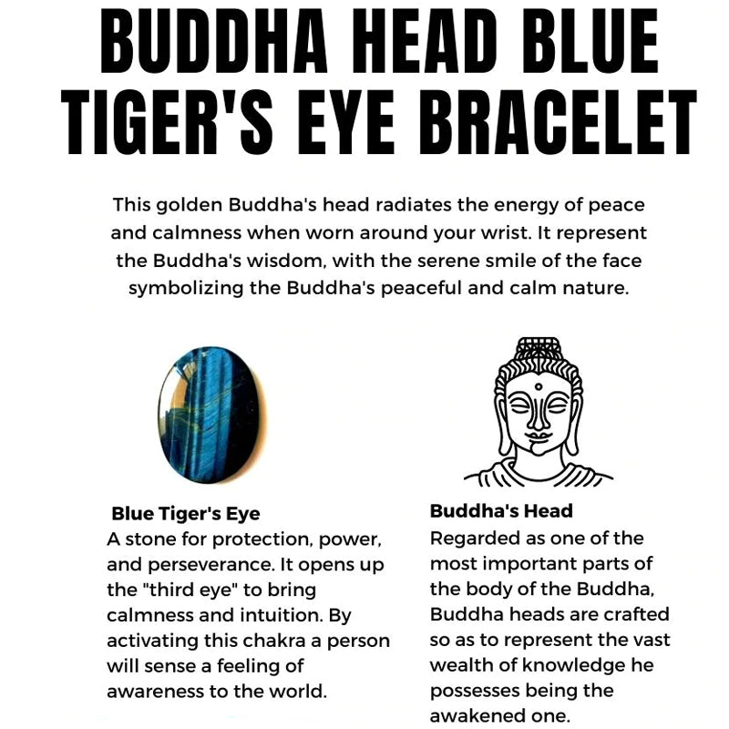 1pcs Buddha Head Blue Tiger's Eye Bracelet