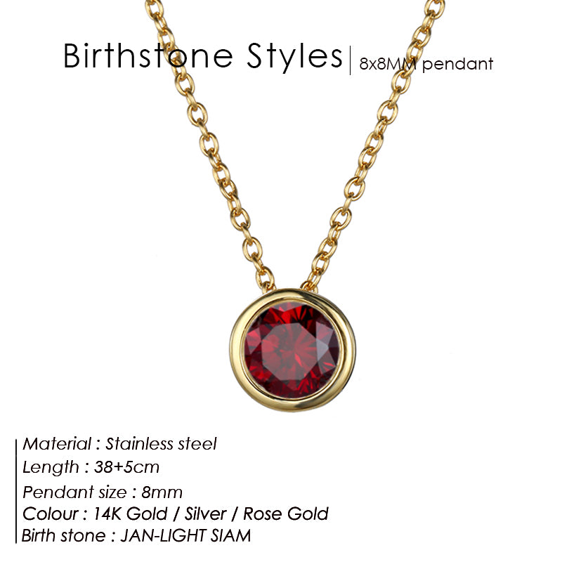 Classic Stainless Steel Birthstone Necklace Choker Women Jewelry