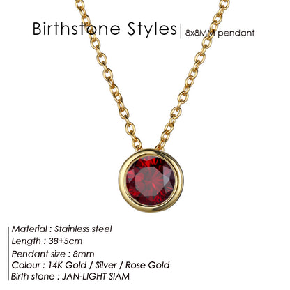 Classic Stainless Steel Birthstone Necklace Choker Women Jewelry