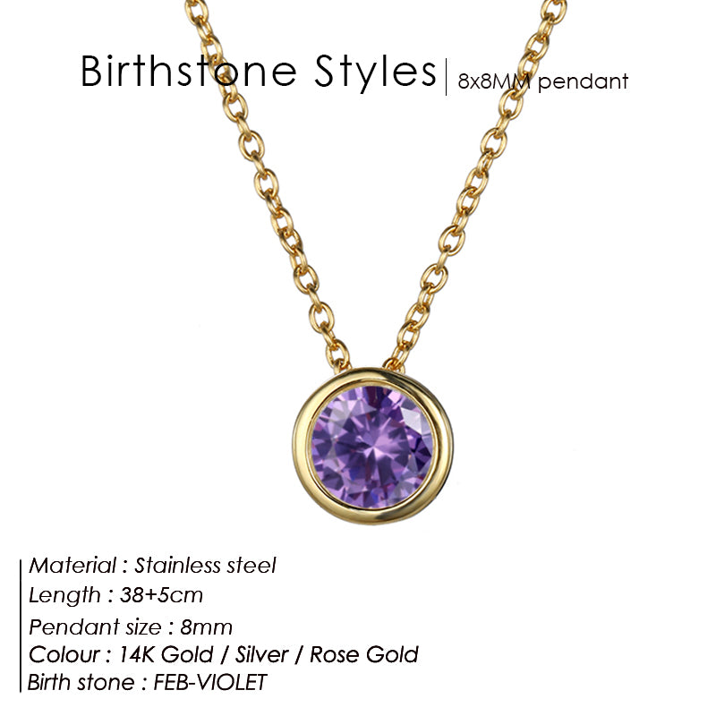 Classic Stainless Steel Birthstone Necklace Choker Women Jewelry