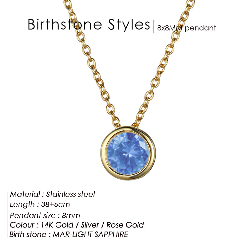 Classic Stainless Steel Birthstone Necklace Choker Women Jewelry