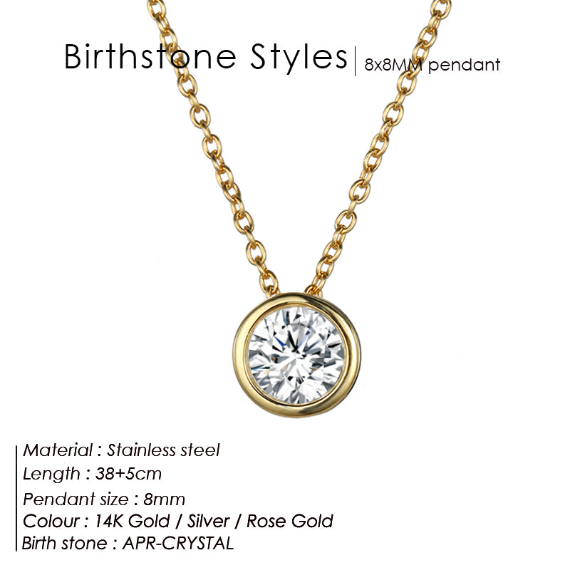 Classic Stainless Steel Birthstone Necklace Choker Women Jewelry