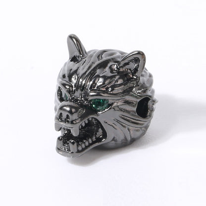 ----5pcs DIY copper+ zircon wolf head bracelet accessory